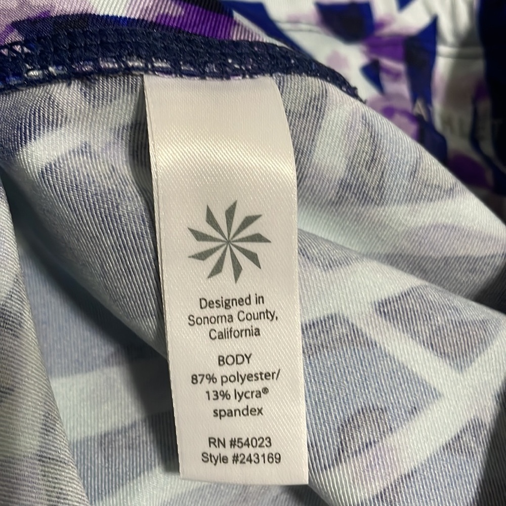 Athleta Floral‎ Geo Sonar Capri Blue Leggings Womens Small Workout Geometric - Picture 4 of 5